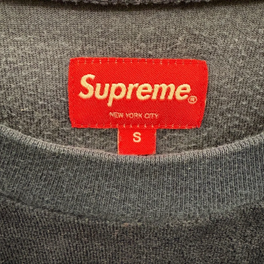 Supreme Navy Blue Velour Crew Neck Long Sleeve Unisex Sweatshirt Mens Size Small